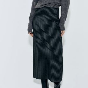 Zara Studio Pinstripe Midi Skirt Size: XS